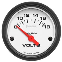 PHANTOM 2-1/16" VOLTMETER 8-18 VOLTS, SHORT SWEEP ELECT. AUTO METER - 5791