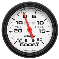 PHANTOM 2-5/8" BOOST/VAC 30IN/HG-20PSI, MECHANICAL 10FT AUTO METER - 5801