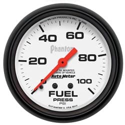 PHANTOM 2-5/8" FUEL PRESSURE 0-100PSI, MECHANICAL AUTO METER - 5812