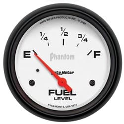 PHANTOM 2-5/8" FUEL LEVEL 0-90 OHM, SHORT SWEEP ELECTRIC AUTO METER - 5814
