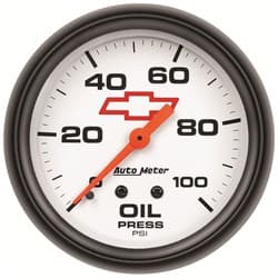 2-5/8" MECH OIL PRESS 0-100PSI WHITE FACE, GM CHEVY BOWTIE AUTOMETER / 5821-00406