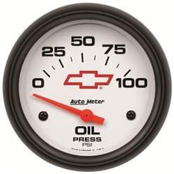 2-5/8" ELECT OIL PRESS 100PSI WHITE FACE, GM CHEVY BOWTIE AUTOMETER / 5827-00406