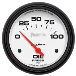 PHANTOM 2-5/8" OIL PRESSURE 0-100PSI, SHORT SWEEP ELECTRIC AUTO METER - 5827