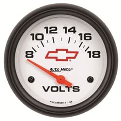 2-5/8" VOLTMETER 8-18V WHITE FACE, GM CHEVY BOWTIE AUTOMETER / 5891-00406