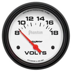 PHANTOM 2-5/8" VOLTMETER 0-18 VOLTS, SHORT SWEEP ELECT. AUTO METER - 5891