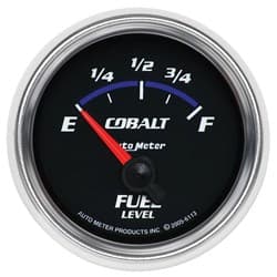 COBALT 2-1/16" FUEL LEVEL 0-90 OHM, SHORT SWEEP ELECTRIC AUTO METER - 6113