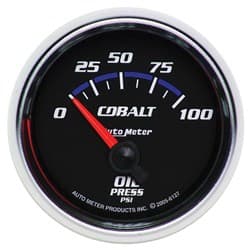 COBALT 2-1/16" OIL PRESSURE 0-100PSI, SHORT SWEEP ELECT AUTO METER - 6127