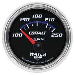 COBALT 2-1/16" WATER TEMP 100-250Â°F, SHORT SWEEP ELECT AUTO METER - 6137