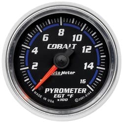 COBALT 2-1/16" PYROMETER 0-1600Â°F, FULL SWEEP ELECTRIC AUTO METER - 6144