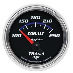 COBALT 2-1/16" TRANS TEMP 100-250Â°F, SHORT SWEEP ELECT AUTO METER - 6149