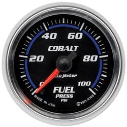COBALT 2-1/16" FUEL PRESSURE 0-100PSI, FULL SWEEP ELECTRIC AUTO METER - 6163