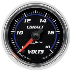 COBALT 2-1/16" VOLT METER 8-18V, FULL SWEEP ELECTRIC AUTO METER - 6191