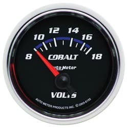 COBALT 2-1/16" VOLT METER 8-18V, SHORT SWEEP ELECTRIC AUTO METER - 6192