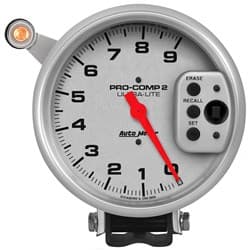 ULTRA-LITE 5" TACHO 9,000RPM PEDESTAL MOUNT, W/SHIFT LIGHT AUTO METER - 6856