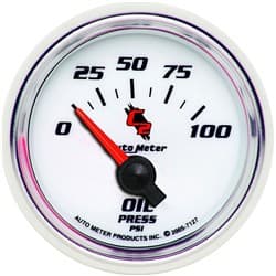 C2 SERIES 2-1/16" OIL PRESSURE 0-100PSI, SHORT SWEEP ELECTRIC AUTO METER - 7127