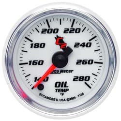C2 SERIES 2-1/16" OIL TEMP 140-280Â°F, FULL SWEEP ELECT. AUTO METER - 7156