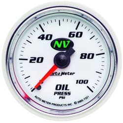 NV SERIES 2-1/16" OIL PRESSURE 0-100PSI, MECHANICAL, 10FT AUTO METER - 7321