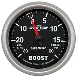 SPORT-COMP II 2-5/8" BOOST/VAC 30IN/HG-20PSI, MECHANICAL, 10F AUTO METER - 7601