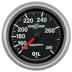 2-5/8 OIL TEMP, 140- 280`F, 6 SC II AUTO METER - 7641