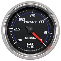 COBALT 2-5/8" VACUUM GAUGE 0-30IN/HG, MECHANICAL, 10FT AUTO METER - 7984