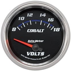 COBALT 2-5/8" VOLTMETER 8-18 VOLTS, FULL SWEEP ELECT. AUTO METER - 7991
