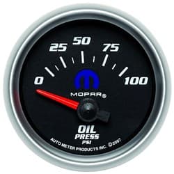 2-1/16" ELECT OIL PRESS 100PSI BLUE MOPAR LOGO, BLACK FACE AUTOMETER / 880015