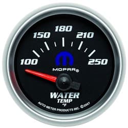 2-1/16" ELECT WATER 100-250F BLUE MOPAR LOGO, BLACK FACE AUTOMETER / 880016