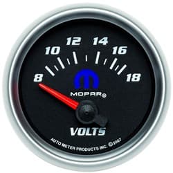 2-1/16" VOLTMETER 8-18V BLUE MOPAR LOGO, BLACK FACE AUTOMETER / 880021