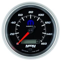 3-3/8" ELECT SPEEDO 160MPH BLUE MOPAR LOGO, BLACK FACE AUTOMETER / 880022