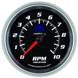 3-3/8" IN-DASH TACHO 10,000RPM BLUE MOPAR LOGO, BLACK FACE AUTOMETER / 880024