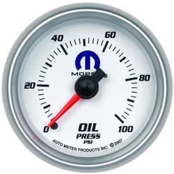 2-1/16" MECH OIL PRESS 100PSI BLUE MOPAR LOGO, WHITE FACE AUTOMETER / 880028