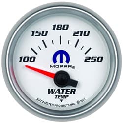 2-1/16" ELECT WATER 100-250F BLUE MOPAR LOGO, WHITE FACE AUTOMETER / 880030