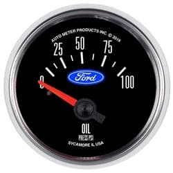 2-1/16"  OIL PRESSURE 0-100PSI FORD, CHROME BEZEL, ELECTRIC AUTOMETER / 880821