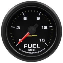 EXTREME 2-1/16" FUEL PRESSURE 0-15PSI, ELECT, PEAK & WARN AUTO METER / 9261