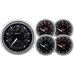 CHRONO CHROME 5-PIECE GAUGE KIT WITH 3-3/8" ELECT SPEEDO AUTOMETER / 9708