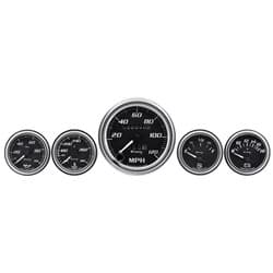 EQUUS 5-PIECE GAUGE KIT BLACK FACE, CHROME BEZEL AUTOMETER / EQ7500
