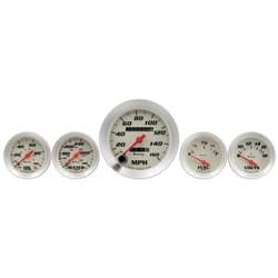 EQUUS 5-PIECE GAUGE KIT WHITE FACE, SILVER BEZEL AUTOMETER / EQ8500