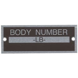 1933-34 FORD BODY NUMBER PLATE EACH BOB DRAKE - 40-14002