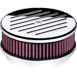 BILLET AIR CLEANER ROUND 6-3/8 RIBBED POLISHED W/KN ELEMENT BILLET - 15120
