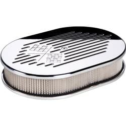 MILLED GM FLAG SMALL OVAL AIR FILTER POLISH 11-7/8LX8-3/8WX3 BILLET - 15327