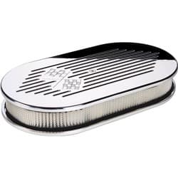 MILLED GM FLAG LARGE OVAL AIR FILTER POLISHED 15"LX8-1/2WX3H BILLET - 15427