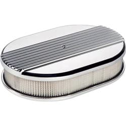 RIBBED AIR CLEANER  SMALL OVAL POLISHED 11-7/8LX8-3/8WX3H BILLET - 15630