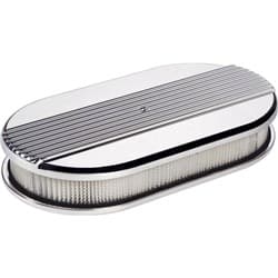 RIBBED AIR CLEANER  LARGE OVAL POLISHED 15LX8-1/2WX3H BILLET - 15640