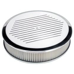 RIBBED AIR CLEANER ROUND 14X3 POLISHED RECESSED BILLET - 15820