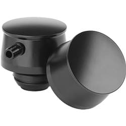 BILLET ROUND BREATHER BLACK PLAIN  1-1/4 HOLE BILLET - BLK20120