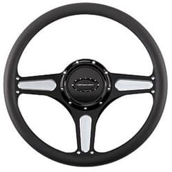 BILLET STEERING WHEEL 14" STREET LITE BLACK ANODIZED BILLET - BLK30103