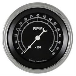 CLASSIC TRAD BLACK 8000RPMTACH 3-3/8 BLACK FACE CURVED GLASS CLASSIC - TR80SLC