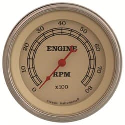 CLASSIC VINTAGE TACH -CREAM- 3-3/8 8000RPM   FLAT GLASS CLASSIC - VT80SLF