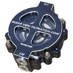 6" HI-FLOW OIL FILTER -12 115 MICRON BLACK ANODIZED CLEARVIEW - 100-115-B
