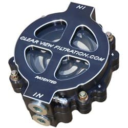 6" HI-FLOW OIL FILTER -12 60 MICRON BLACK ANODIZED CLEARVIEW - 100-60-B